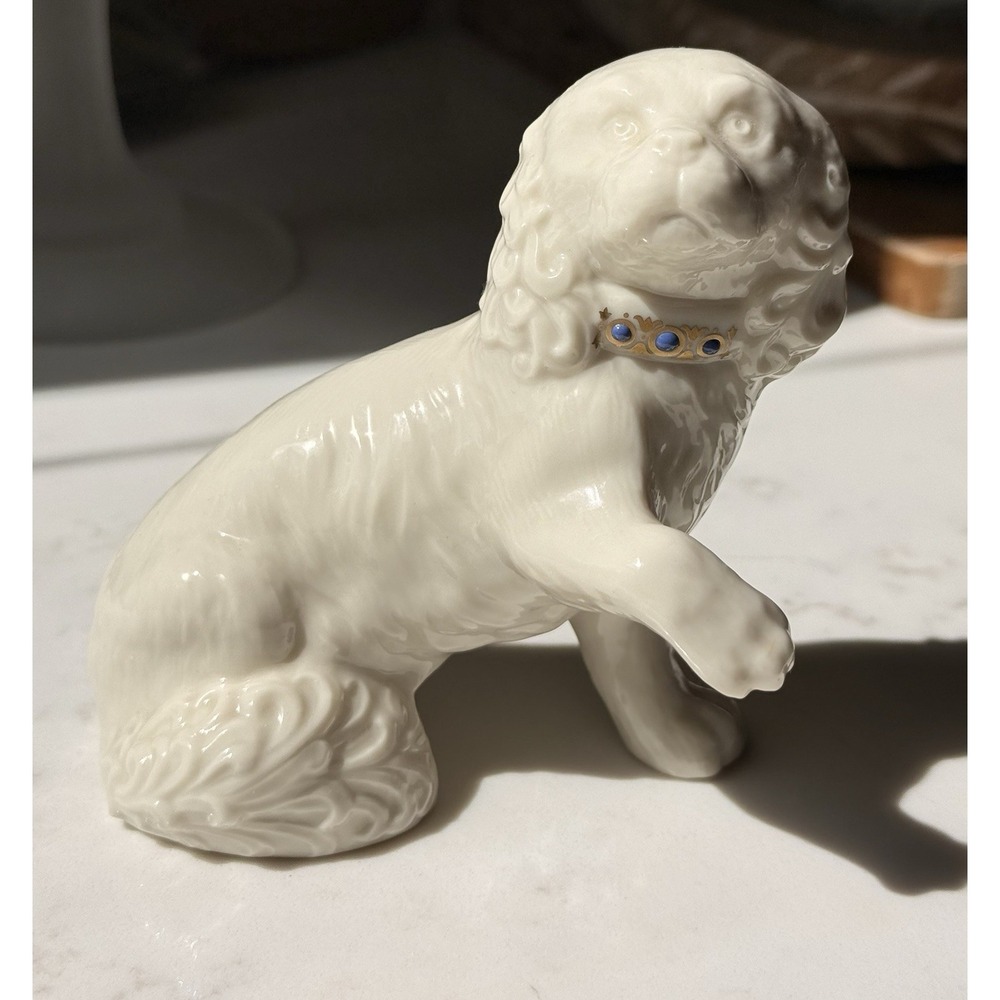 Lenox China Jewels Collection Cocker Spaniel Dog Collar Figurine White Chic